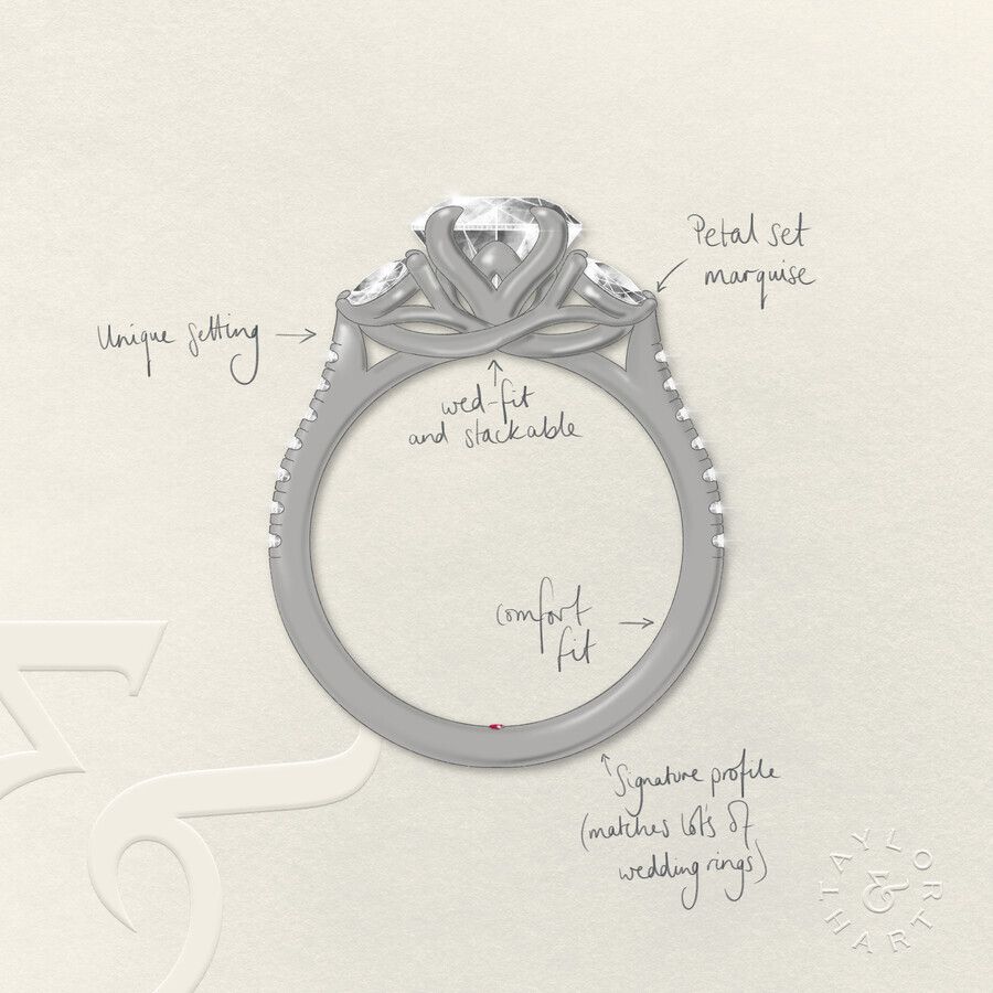 Taylor & Hart Thia Radiant Engagement Ring 3