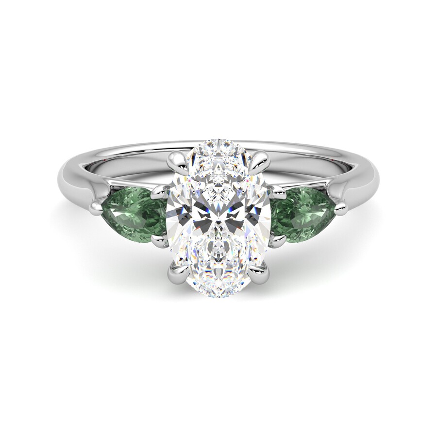 Diamond and green fashion sapphire ring