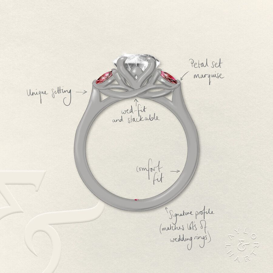 Taylor & Hart Thia Radiant Engagement Ring 3