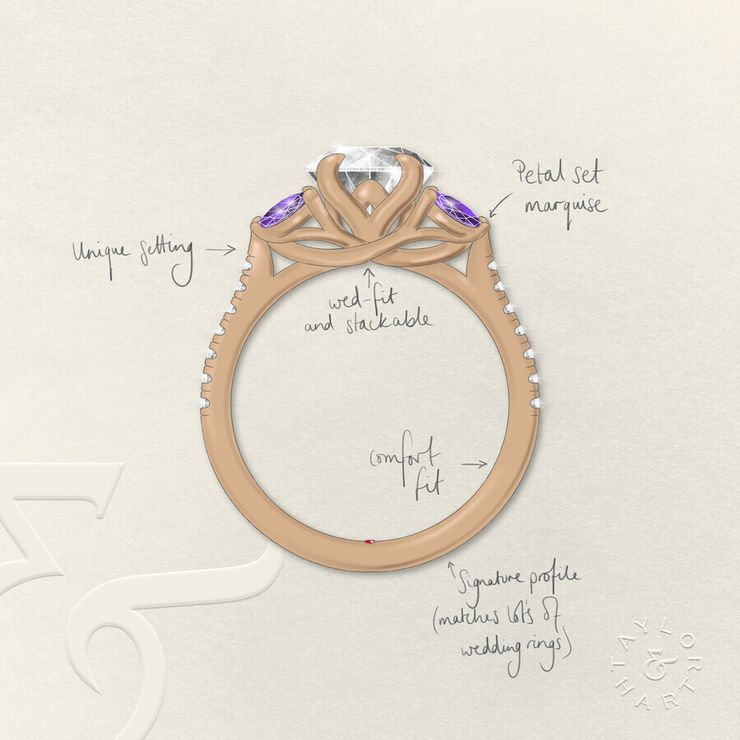 Taylor & Hart Thia Radiant Engagement Ring 1