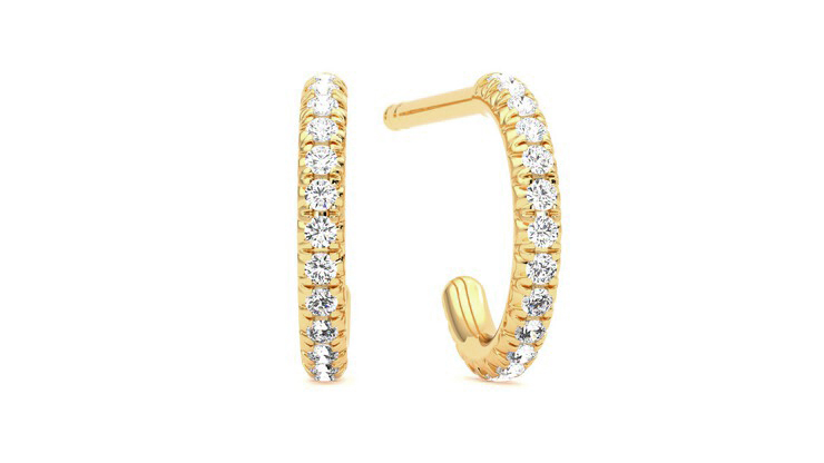 Taylor & Hart Dea Hoops Natural Diamonds Yellow Earrings 360 detail 01