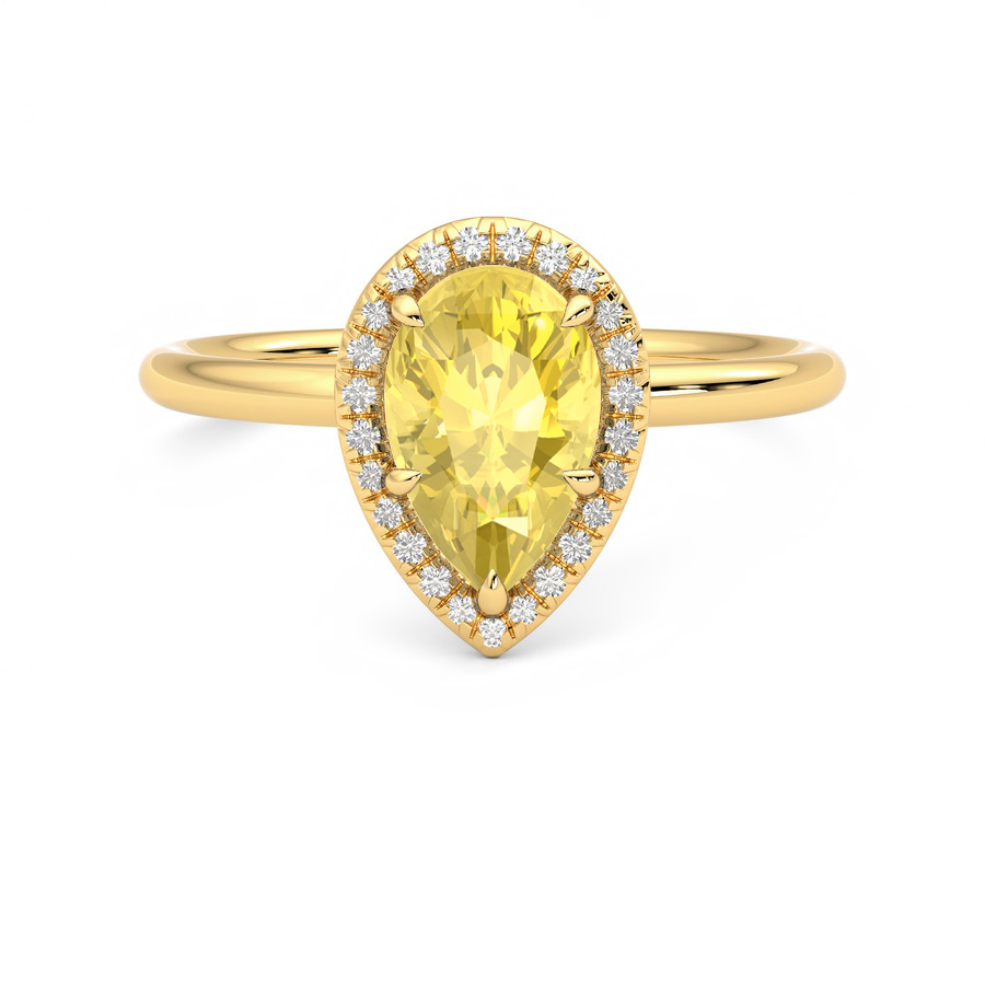 Dove, 18K Yellow Gold halo style engagement ring