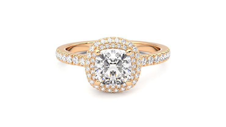 Taylor & Hart Aflutter Cushion Engagement Ring 360 degree image 0