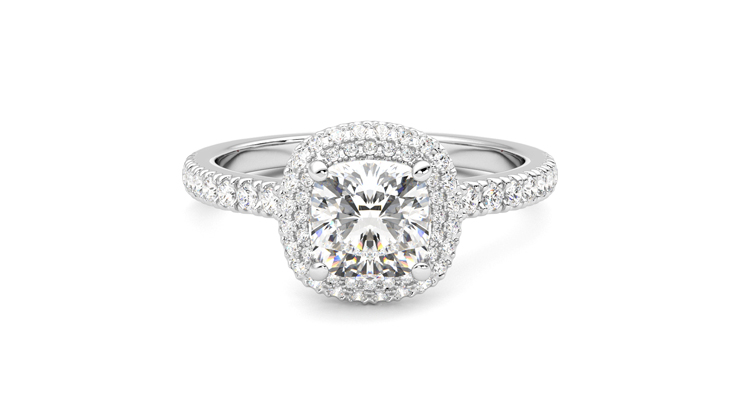 Taylor & Hart Aflutter Cushion Engagement Ring 360 degree image 0