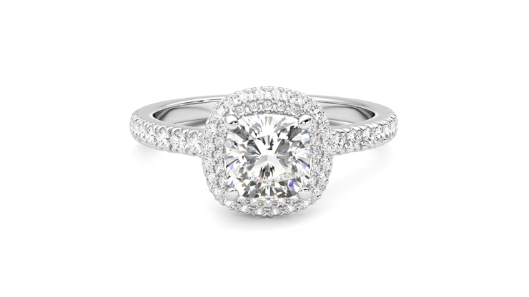Taylor & Hart Aflutter Cushion Engagement Ring 360 degree image 1