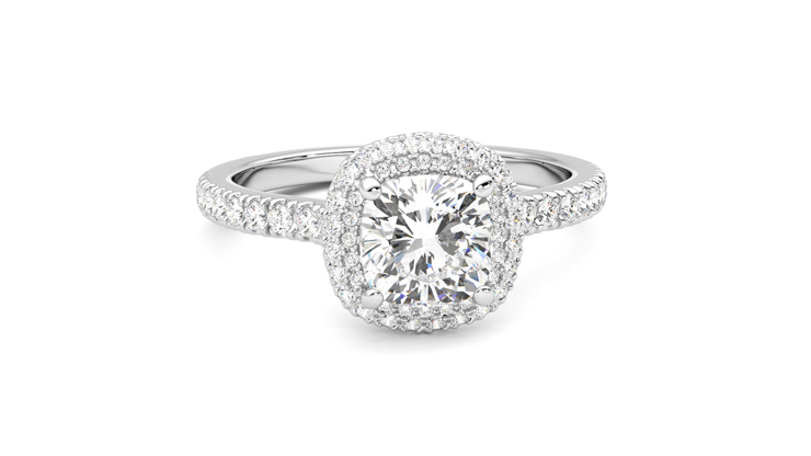 Taylor & Hart Aflutter Cushion Engagement Ring 360 degree image 2