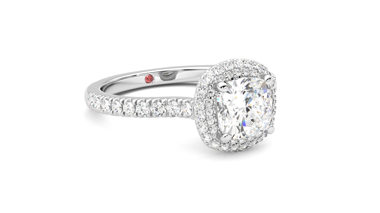 Taylor & Hart Aflutter Cushion Engagement Ring 360 degree image 5
