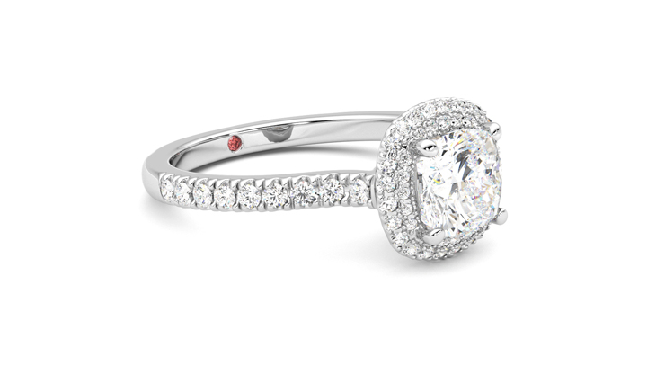Taylor & Hart Aflutter Cushion Engagement Ring 360 degree image 6