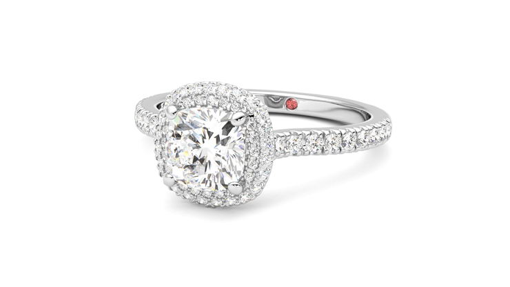 Taylor & Hart Aflutter Cushion Engagement Ring 360 degree image 26