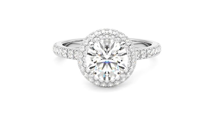 Taylor & Hart Aflutter Round Engagement Ring 360 degree image 0