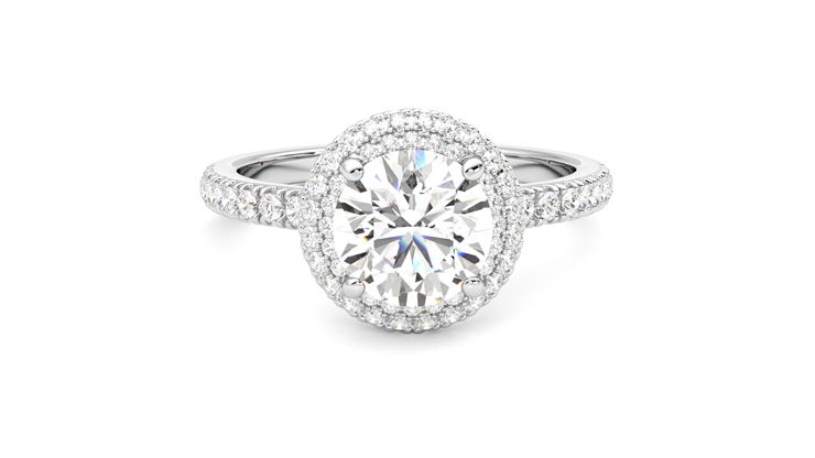 Taylor & Hart Aflutter Round Engagement Ring 360 degree image 1
