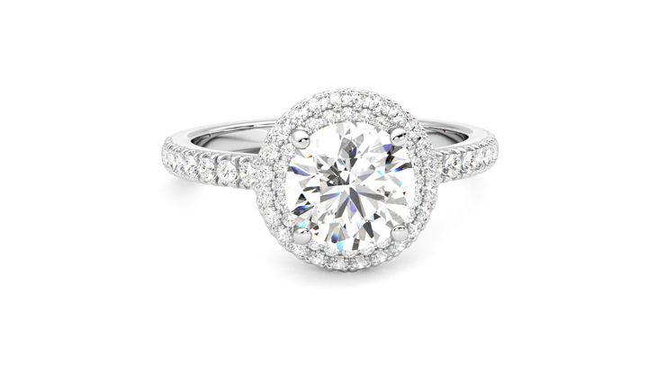 Taylor & Hart Aflutter Round Engagement Ring 360 degree image 2