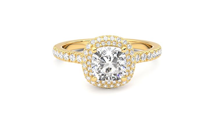 Taylor & Hart Aflutter Cushion Engagement Ring 360 degree image 1