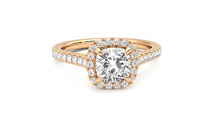 Halo cut rose hot sale gold engagement rings