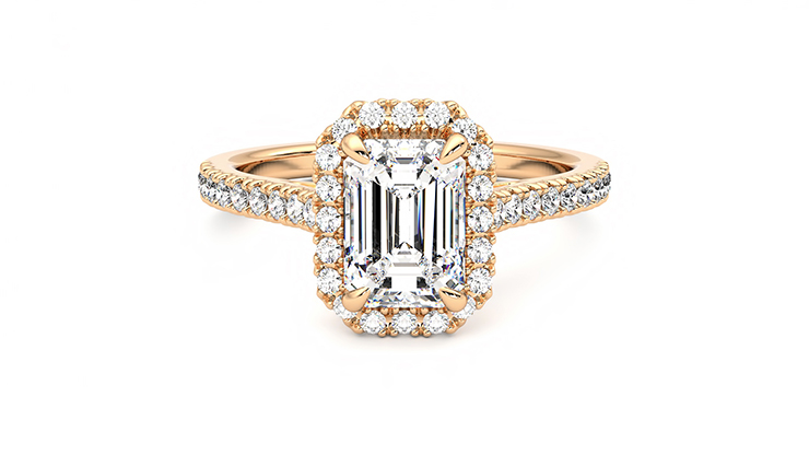Taylor & Hart Allure Emerald Engagement Ring 360 degree image 0