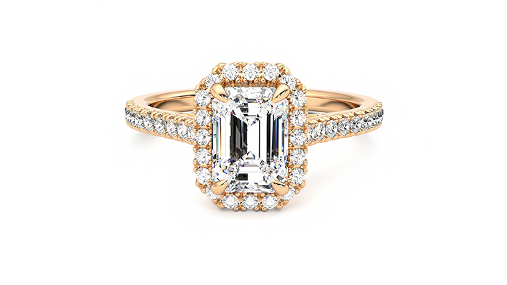 Taylor & Hart Allure Emerald Engagement Ring 360 degree image 29