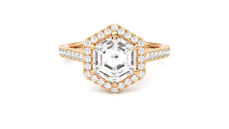 Taylor & Hart Allure Hexagonal Engagement Ring 360 degree image 0