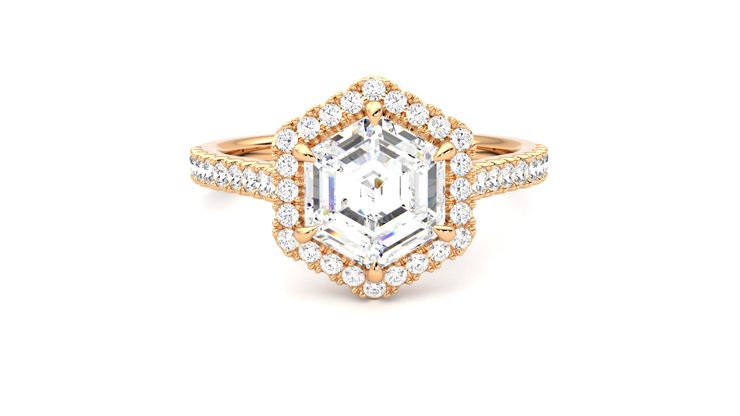 Taylor & Hart Allure Hexagonal Engagement Ring 360 degree image 1