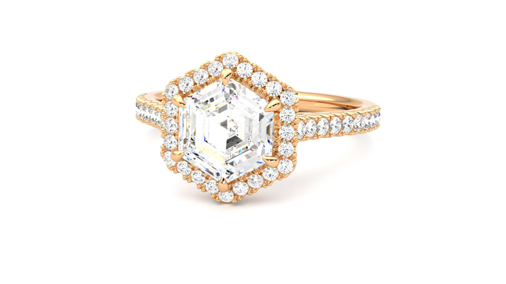 Taylor & Hart Allure Hexagonal Engagement Ring 360 degree image 27