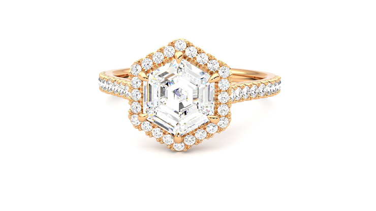 Taylor & Hart Allure Hexagonal Engagement Ring 360 degree image 28
