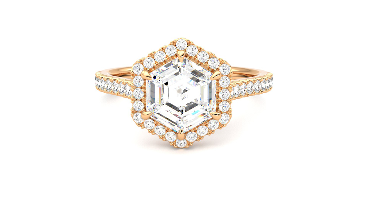 Taylor & Hart Allure Hexagonal Engagement Ring 360 degree image 29