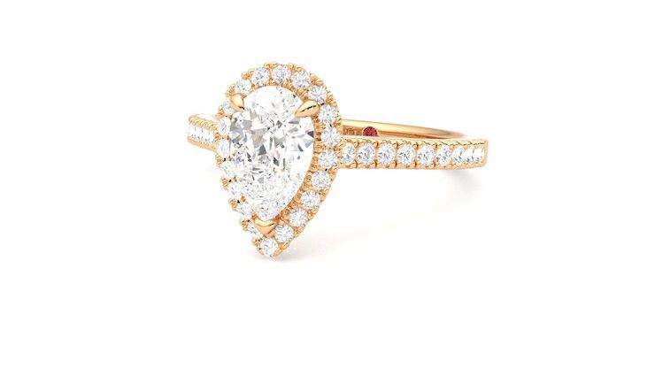 Taylor & Hart Allure Pear Engagement Ring 360 degree image 26
