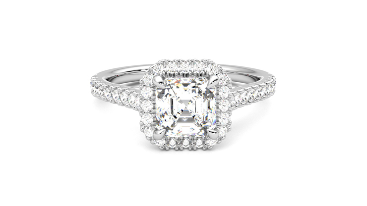 Taylor & Hart Allure Asscher Engagement Ring 360 degree image 1