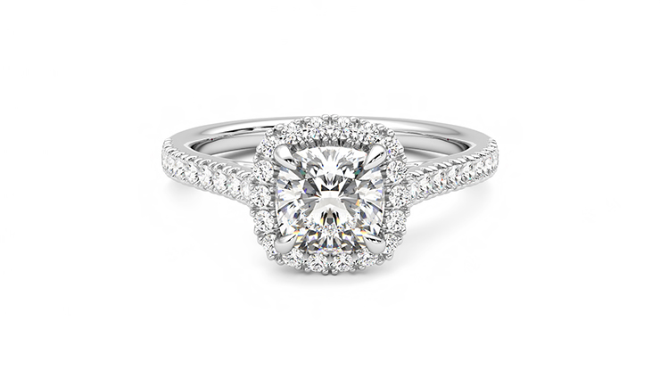 Taylor & Hart Allure Cushion Engagement Ring 360 detail 01