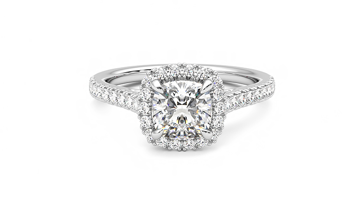 Taylor & Hart Allure Cushion Engagement Ring 360 degree image 0