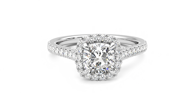 Taylor & Hart Allure Cushion Engagement Ring 360 degree image 1