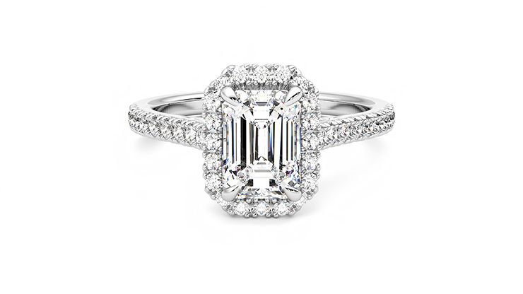 Taylor & Hart Allure Emerald Engagement Ring 360 degree image 0