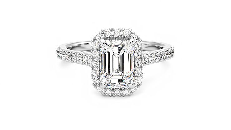 Taylor & Hart Allure Emerald Engagement Ring 360 degree image 1