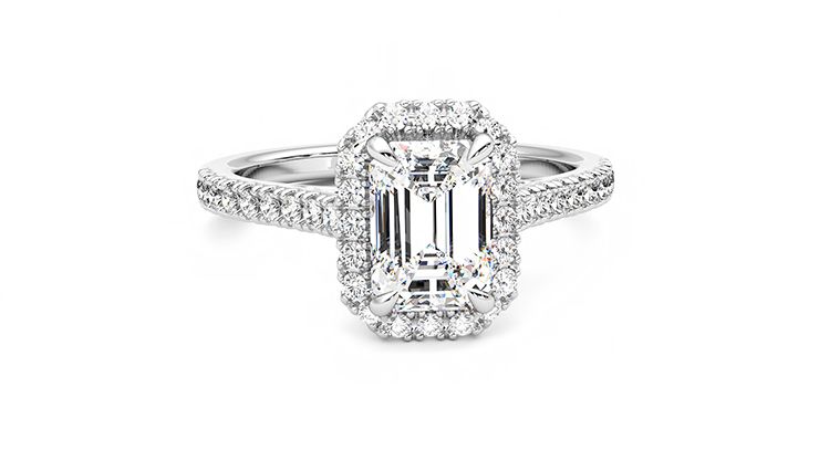 Taylor & Hart Allure Emerald Engagement Ring 360 degree image 2