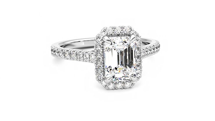 Taylor & Hart Allure Emerald Engagement Ring 360 degree image 3