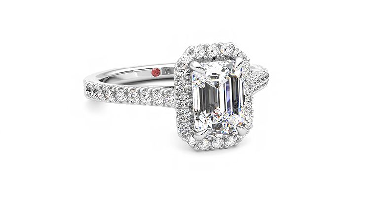 Taylor & Hart Allure Emerald Engagement Ring 360 degree image 4