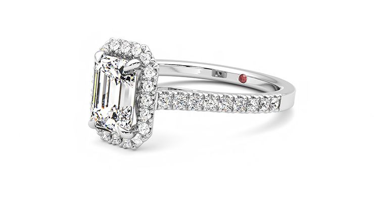 Taylor & Hart Allure Emerald Engagement Ring 360 degree image 24