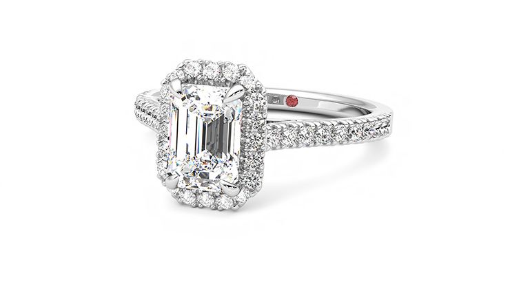 Taylor & Hart Allure Emerald Engagement Ring 360 degree image 26