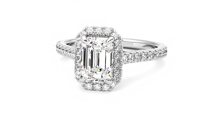 Taylor & Hart Allure Emerald Engagement Ring 360 degree image 27