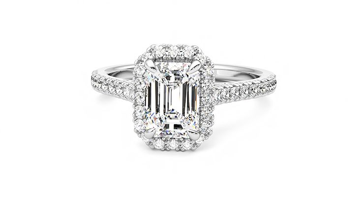 Taylor & Hart Allure Emerald Engagement Ring 360 degree image 28