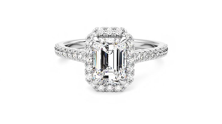 Taylor & Hart Allure Emerald Engagement Ring 360 degree image 29