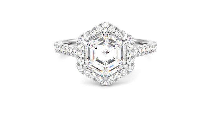 Taylor & Hart Allure Hexagonal Engagement Ring 360 degree image 0