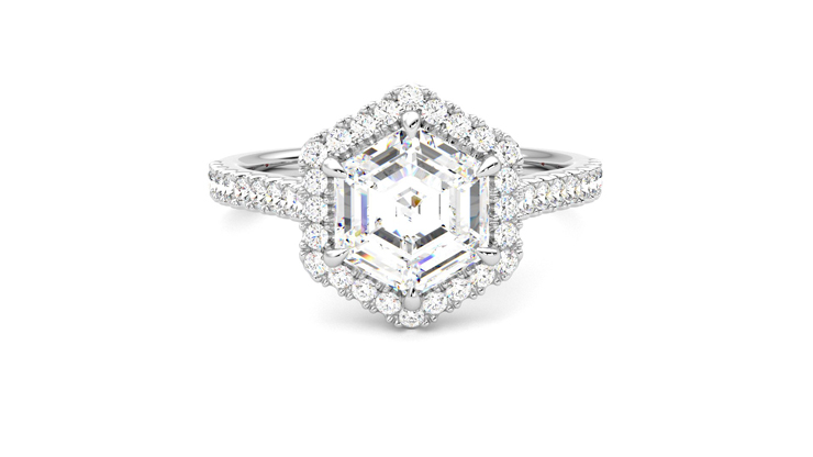 Taylor & Hart Allure Hexagonal Engagement Ring 360 degree image 1