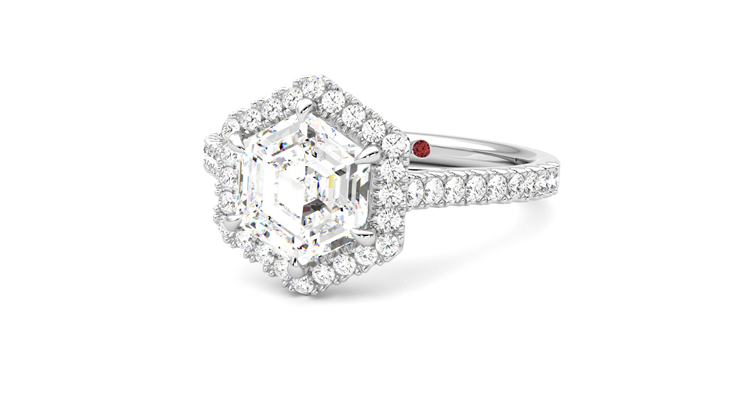 Taylor & Hart Allure Hexagonal Engagement Ring 360 degree image 26