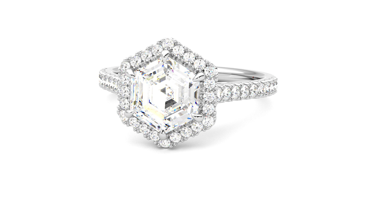 Taylor & Hart Allure Hexagonal Engagement Ring 360 degree image 27