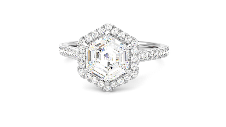 Taylor & Hart Allure Hexagonal Engagement Ring 360 degree image 28