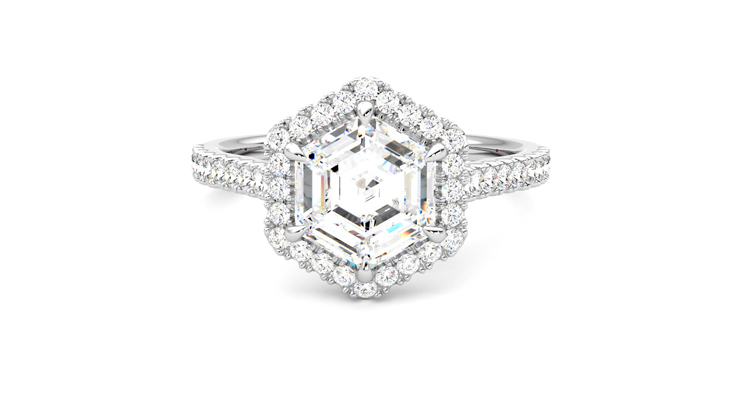 Taylor & Hart Allure Hexagonal Engagement Ring 360 degree image 29