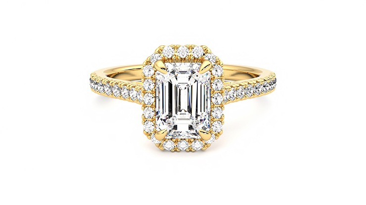 Taylor & Hart Allure Emerald Engagement Ring 360 degree image 0