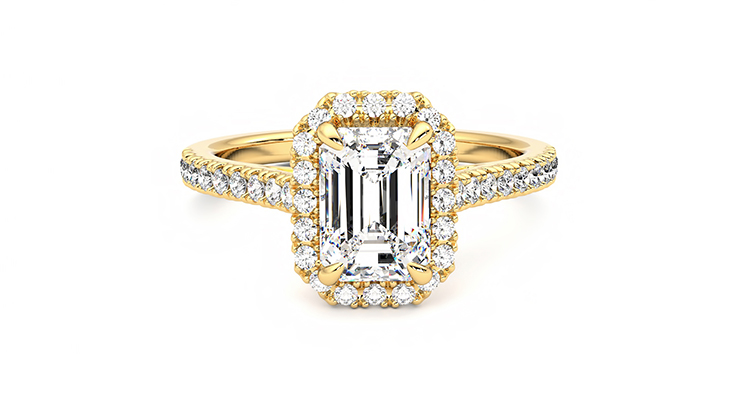Taylor & Hart Allure Emerald Engagement Ring 360 degree image 1