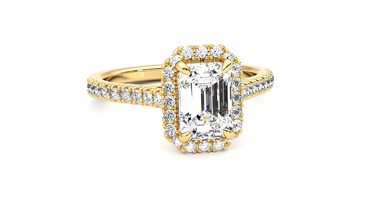 Taylor & Hart Allure Emerald Engagement Ring 360 degree image 3