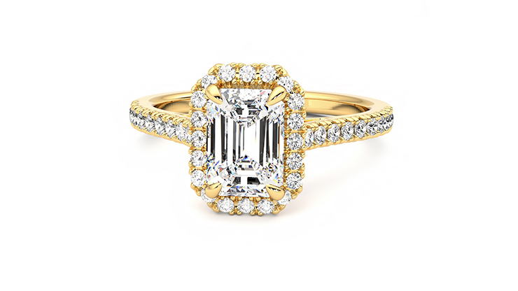 Taylor & Hart Allure Emerald Engagement Ring 360 degree image 28